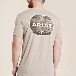 Ariat Men's Beige Logo Tee barb Seal Wooden Buckle size XL
